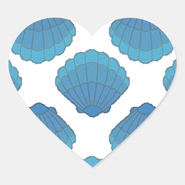 Sticker Cœur Motif de mosaïque Blue Seashell (Devant)