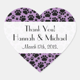 Sticker Cœur Motif De Pattes, Pattes Noires, Mariage