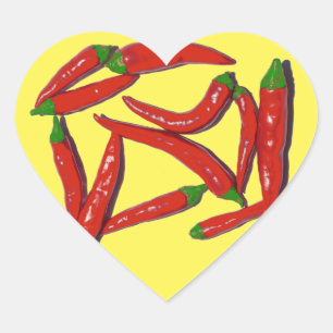 Sticker Cœur Motif de piments rouges chauds