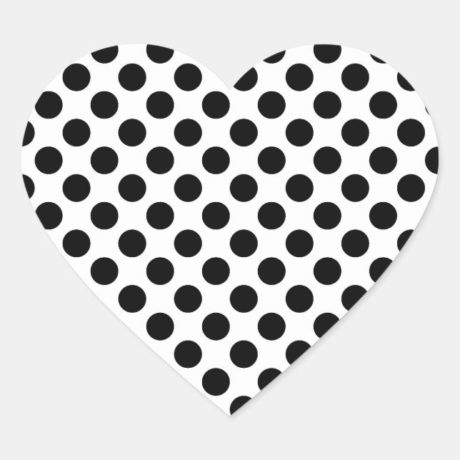 Sticker Cœur Motif de points Polka blanc et noir (Devant)