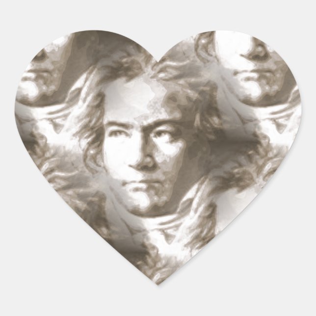 Sticker Cœur Motif de portrait Beethoven (Devant)