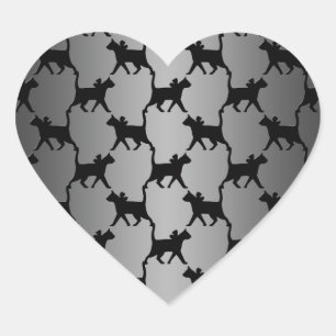 Sticker Cœur Motif de silhouette de chat mignon