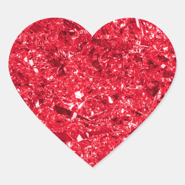 Sticker Cœur Motif de texture brillant rouge broyé (Devant)