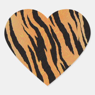 Sticker Cœur Motif de tigre