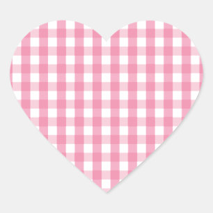 Sticker Cœur Motif de vérification En vichy rose