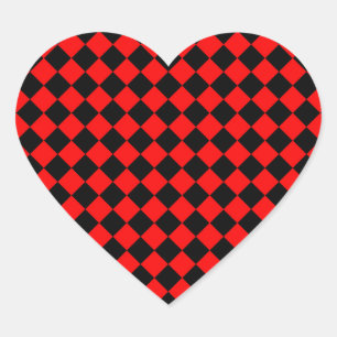 Sticker Cœur Motif diamant à carreaux rouge et noir