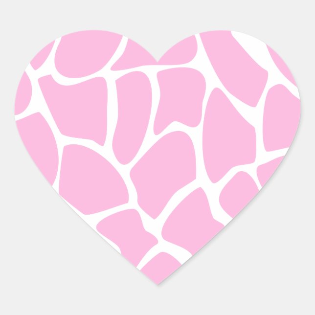 Sticker Cœur Motif d'impression de girafe en rose de bonbons. (Devant)