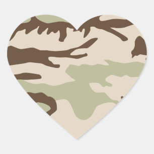Sticker Cœur Motif du Camouflage du désert