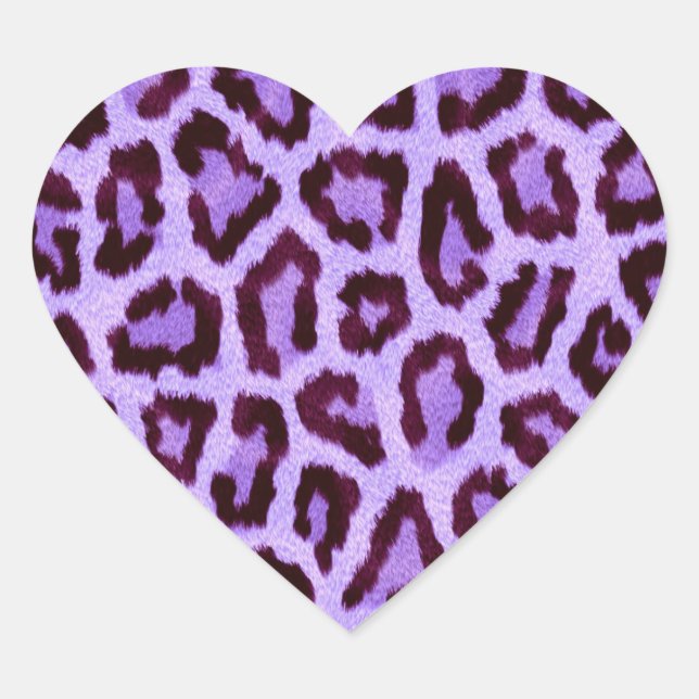 Sticker Cœur Motif empreinte de léopard violet (Devant)