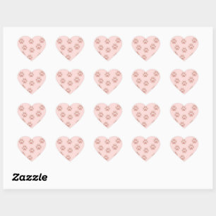 Sticker Cœur Motif Empreintes de Patte de Chien Mignon