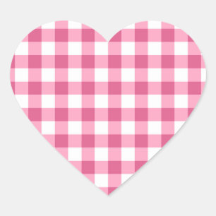 Sticker Cœur Motif En vichy Vérificateur rose et blanc