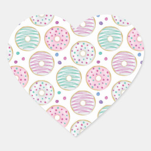 Sticker Cœur Motif mignon de beigne coloré
