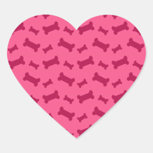 Sticker Cœur Motif mignon des os de chien rose