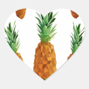 Sticker Cœur motif polygonal d'impression d'ananas
