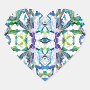Sticker Cœur Motif psychédélique bleu