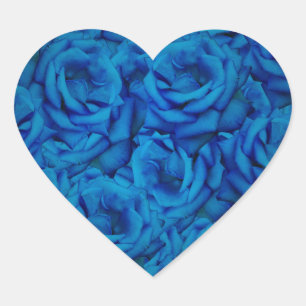 Sticker Cœur Motif Rose bleu