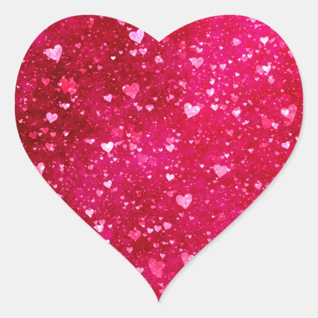 Sticker Cœur Amour en forme de coeur de Parties scintillant ros