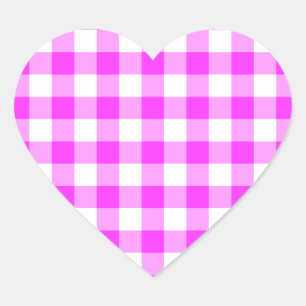 Sticker Cœur Motif rose et blanc de guingan
