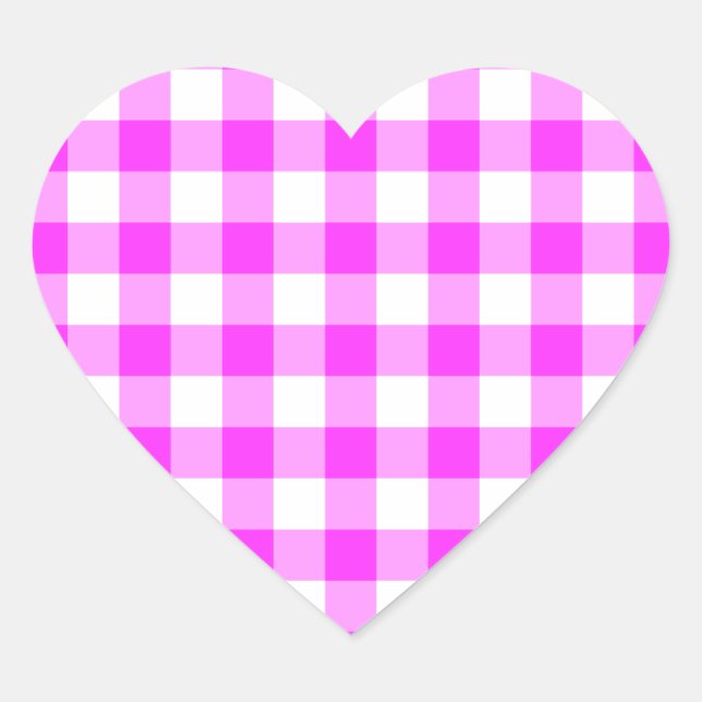 Sticker Cœur Motif rose et blanc En vichy (Devant)