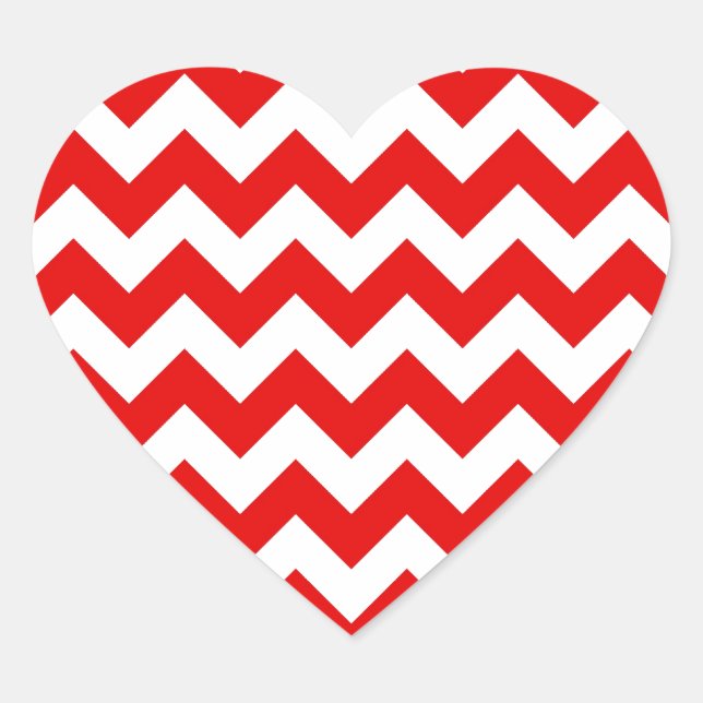 Sticker Cœur Motif rouge clair Chevron Zig-Zag (Devant)