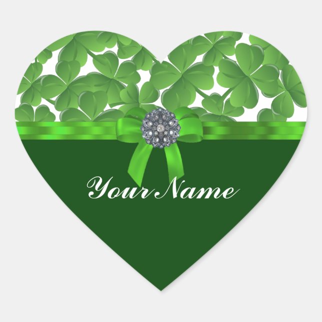 Sticker Cœur Motif shamrock vert Lucky (Devant)
