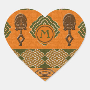 Sticker Cœur motif tribal rayé d'origine africaine.