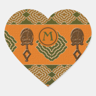 Sticker Cœur motif tribal rayé d'origine africaine. bâton