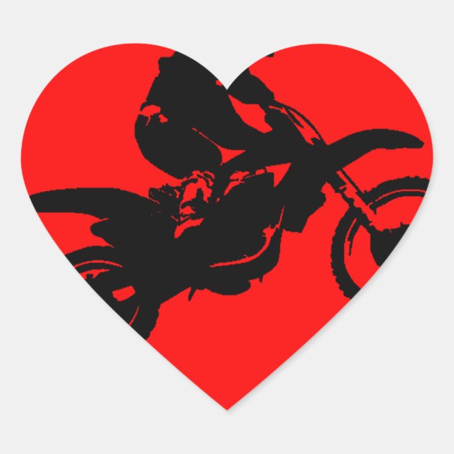 STICKER CŒUR MOTO EN ROUGE (Devant)