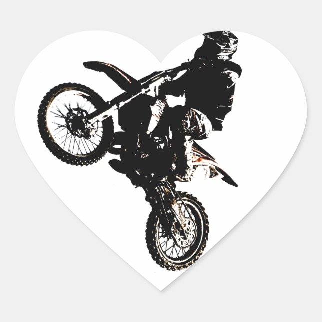 Sticker Cœur Motocross (Devant)