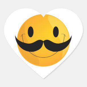 Sticker Cœur Moustache Happy Face Emoji