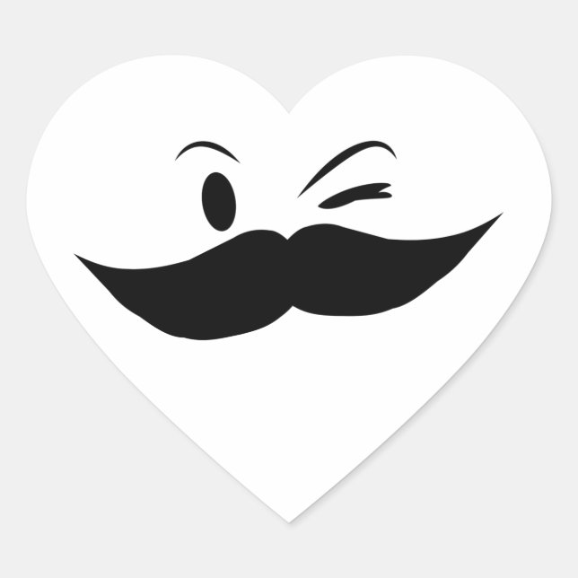 Sticker Cœur Moustache Kinky (Devant)