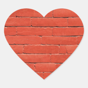 Sticker Cœur Mur rouge orange