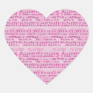 Sticker Cœur Musical Score vieux papier rose conception
