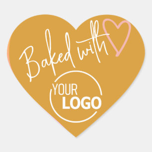 Sticker Cœur Mustard Yellow Baked Love Homemade Baking Logo