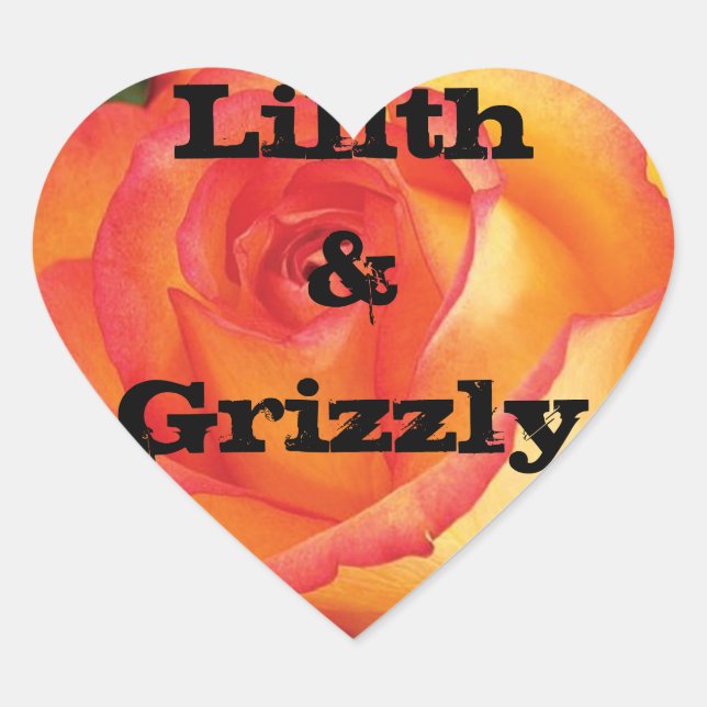Sticker Cœur Mystic Yellow Rose Mariage personnalisé (Devant)