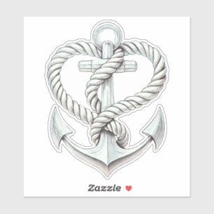 Sticker Cœur Naútíque Corde Ancre Mariage Cótier