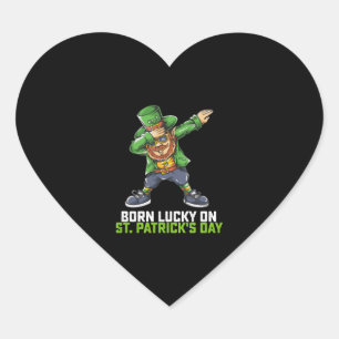 Sticker Cœur Né Lucky Sur St Patrick's Day Dabbing Birthday