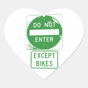 Sticker Cœur Ne pas entrer sauf les vélos