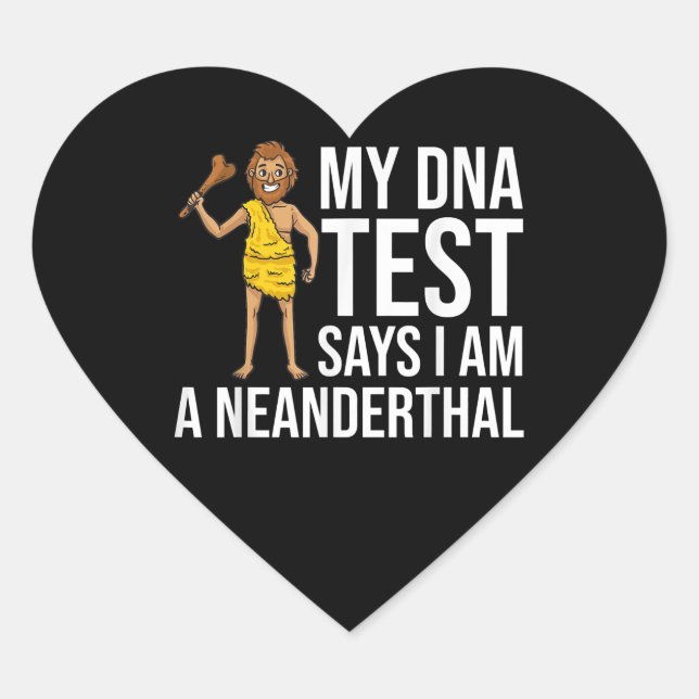 Sticker Cœur Neanderthal Caveman Femme Crâne Cadeau (Devant)