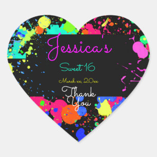 Sticker Cœur Neon, Peinture, Sweet sixteen, Bat mitzvah