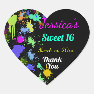 Sticker Cœur Neon, Peinture, Sweet sixteen, Merci