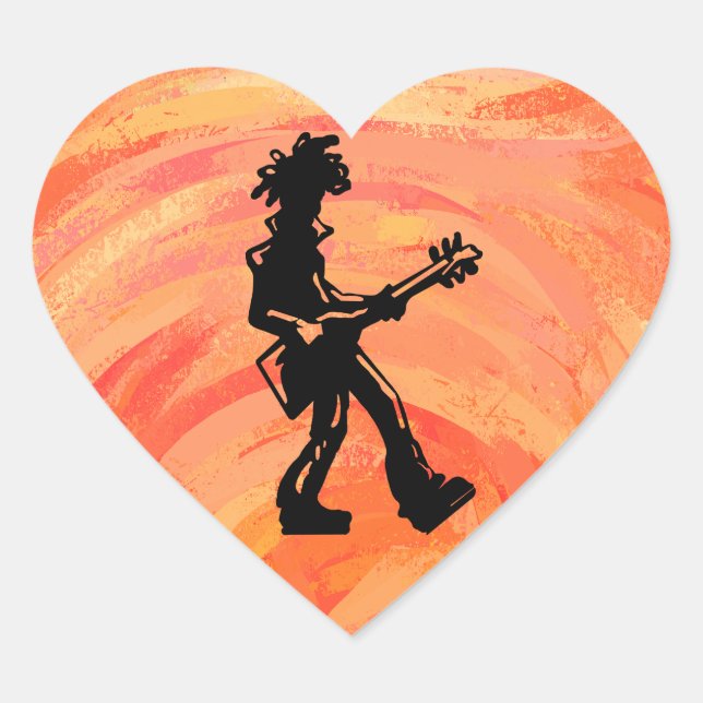 Sticker Cœur New York Boogie Nights Guitare Orange (Devant)
