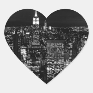 Sticker Cœur New York City Night Skyline