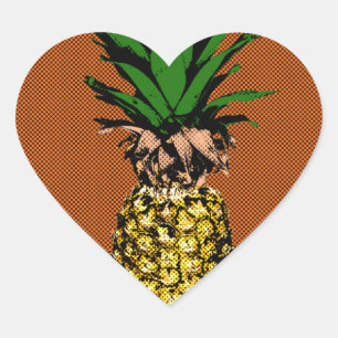 Sticker Cœur Newsprint ananas
