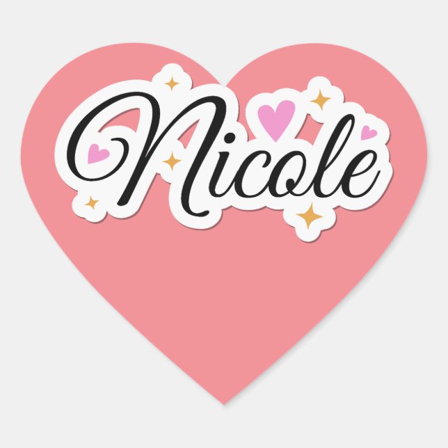 Sticker Cœur Nicole nom mignon design (Devant)