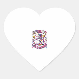 Sticker Cœur Niveau de licorne monte comme une licorne publicit