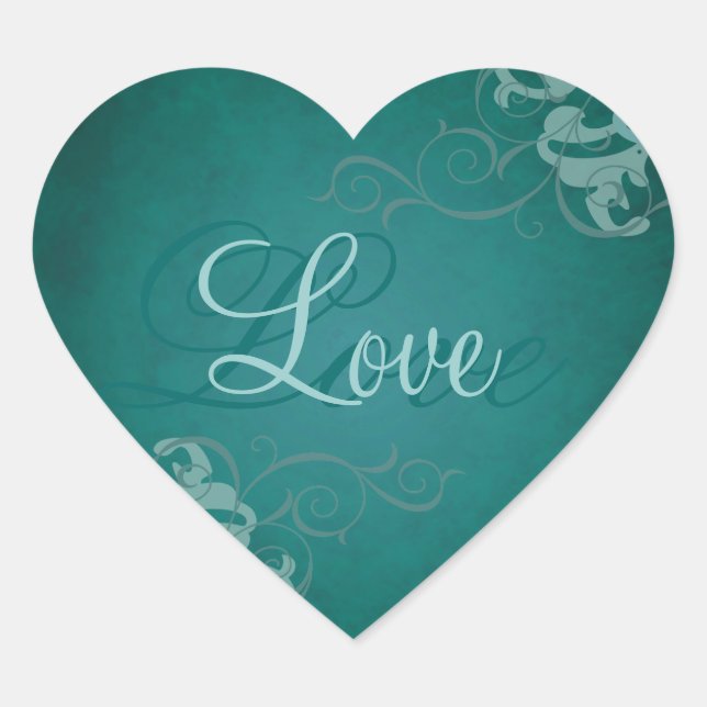 Sticker Cœur Noble Turquoise Scroll Heart Turquoise Love Sticke (Devant)
