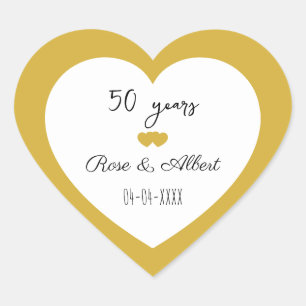 Sticker Cœur Noces d'Or, 50 Ans de Mariage, Coutume