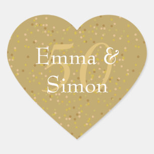 Sticker Cœur Noces d'or Confetti de poussière d'or pour 50e ann