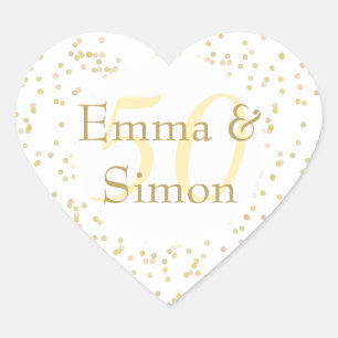Sticker Cœur Noces d'or Confetti poussière dorée
